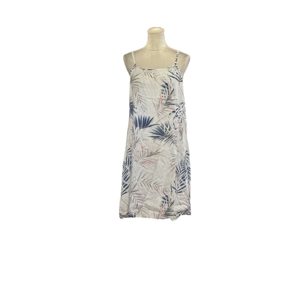 Lungo L’arno Made In Italy Linen Leaf Print Dress Size Large Multicolor Sundress